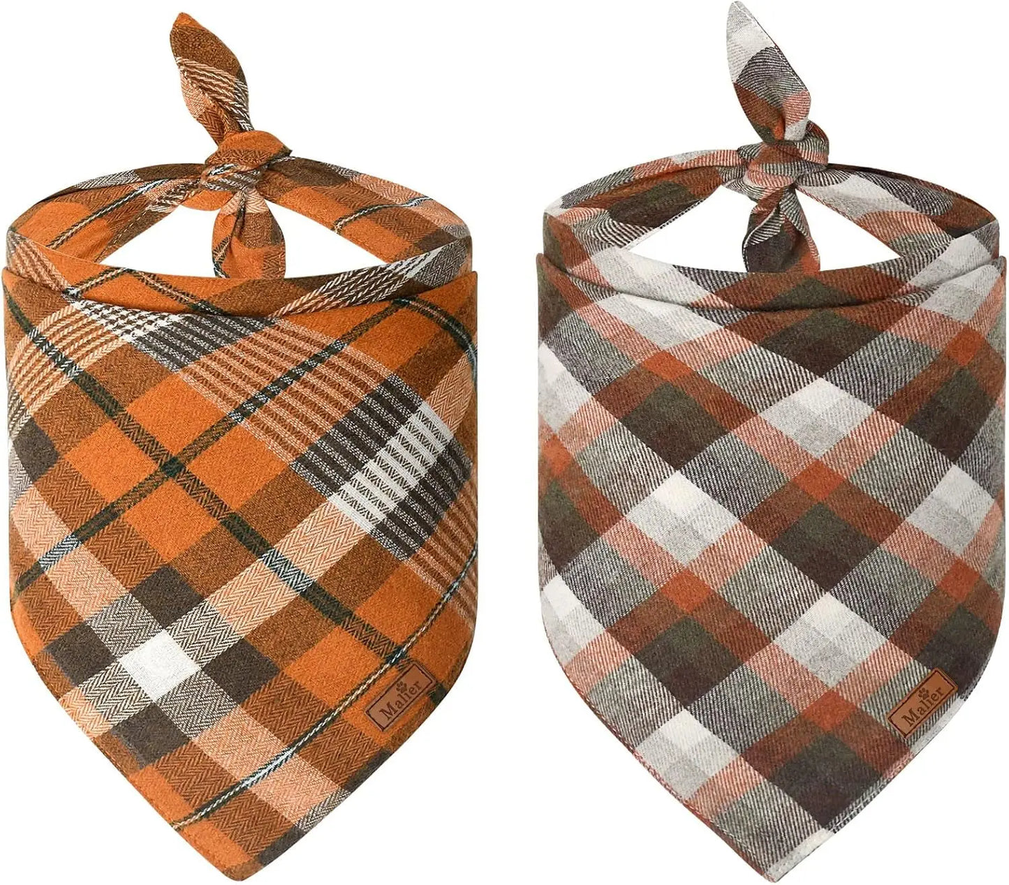 2-Pack Christmas Dog Bandanas – Red & Buffalo Plaid Triangle Scarves for Small to Large Pets