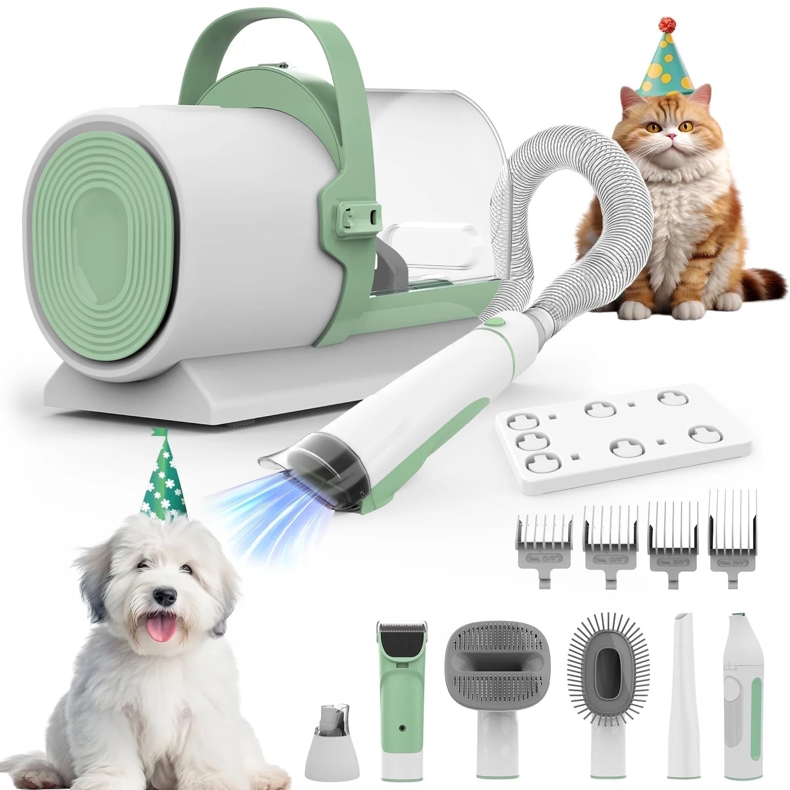 Pet Grooming Kit with Vacuum – 7-in-1 Low-Noise Pet Grooming Tools & Clippers for Dogs and Cats, PG50 Plus