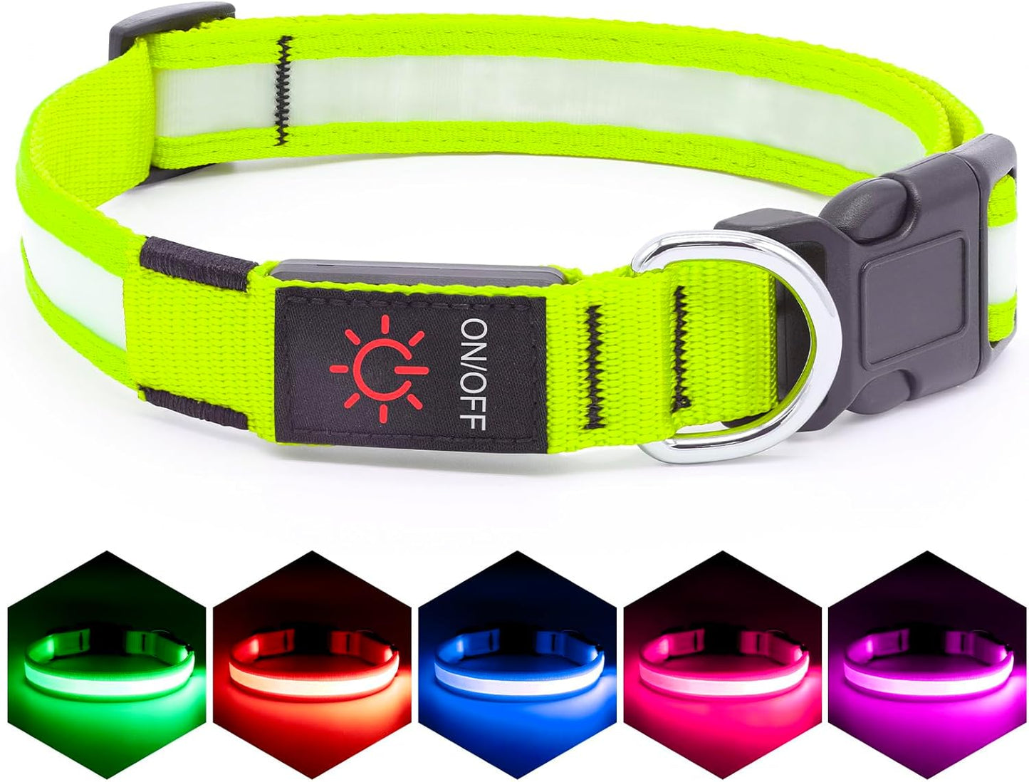 LED Dog Collar – Adjustable USB Rechargeable Light-Up Safety Collar, Super Bright Glow for Dogs