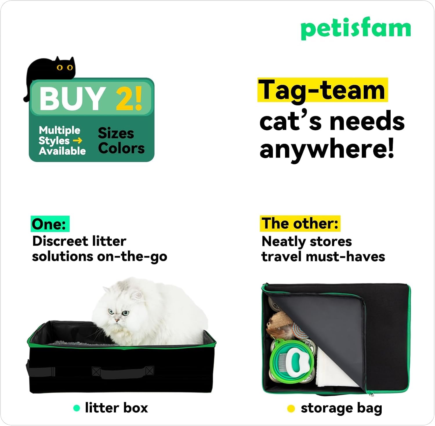 Portable Cat Travel Litter Box with Lid – Foldable, Odor-Containing Litter Box for Car Trips, Hotel Stays & Air Travel with Cats