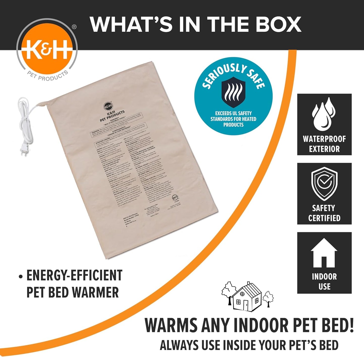 Pet Bed Warmer Heating Pad – Waterproof Heated Insert for Cat & Dog Beds, Indoor Automatic Temperature Control, Safety Listed