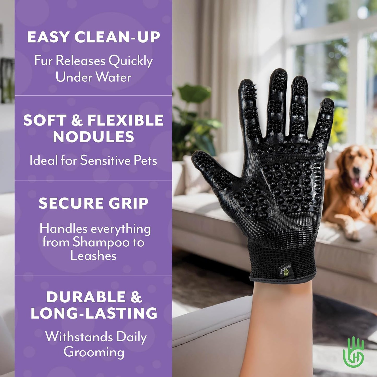 Pet Grooming Gloves – Award-Winning Shedding, Bathing & Hair Remover Mitts, Gentle Brush for Dogs & Cats