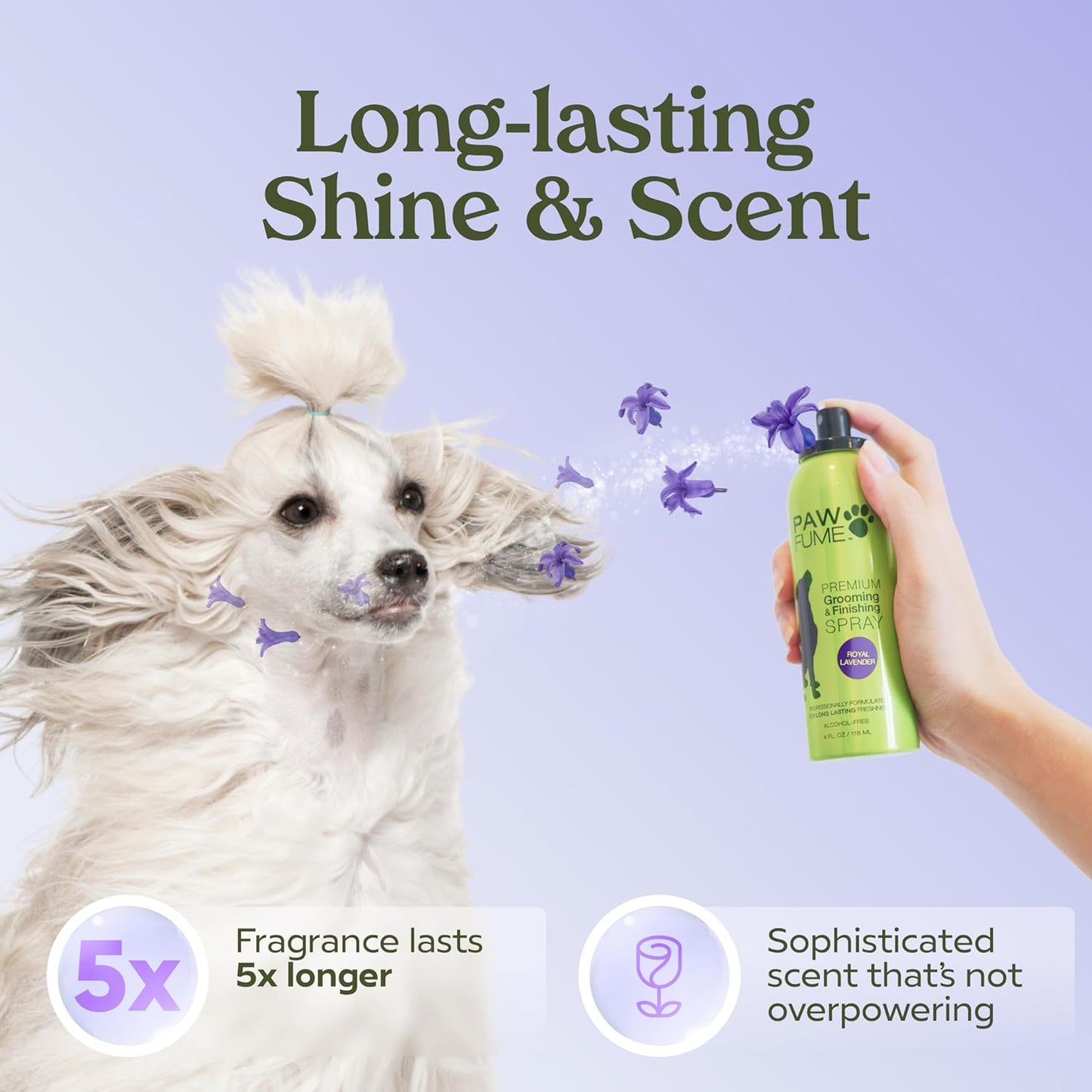 PAWFUME Dog Detangler Grooming Spray – Royal Lavender Scent | Hypoallergenic, Alcohol-Free, Moisturizing & Detangling Spray for Dogs | Long-Lasting Freshness & Coat Care
