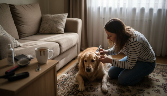 Pet owner performing daily health check