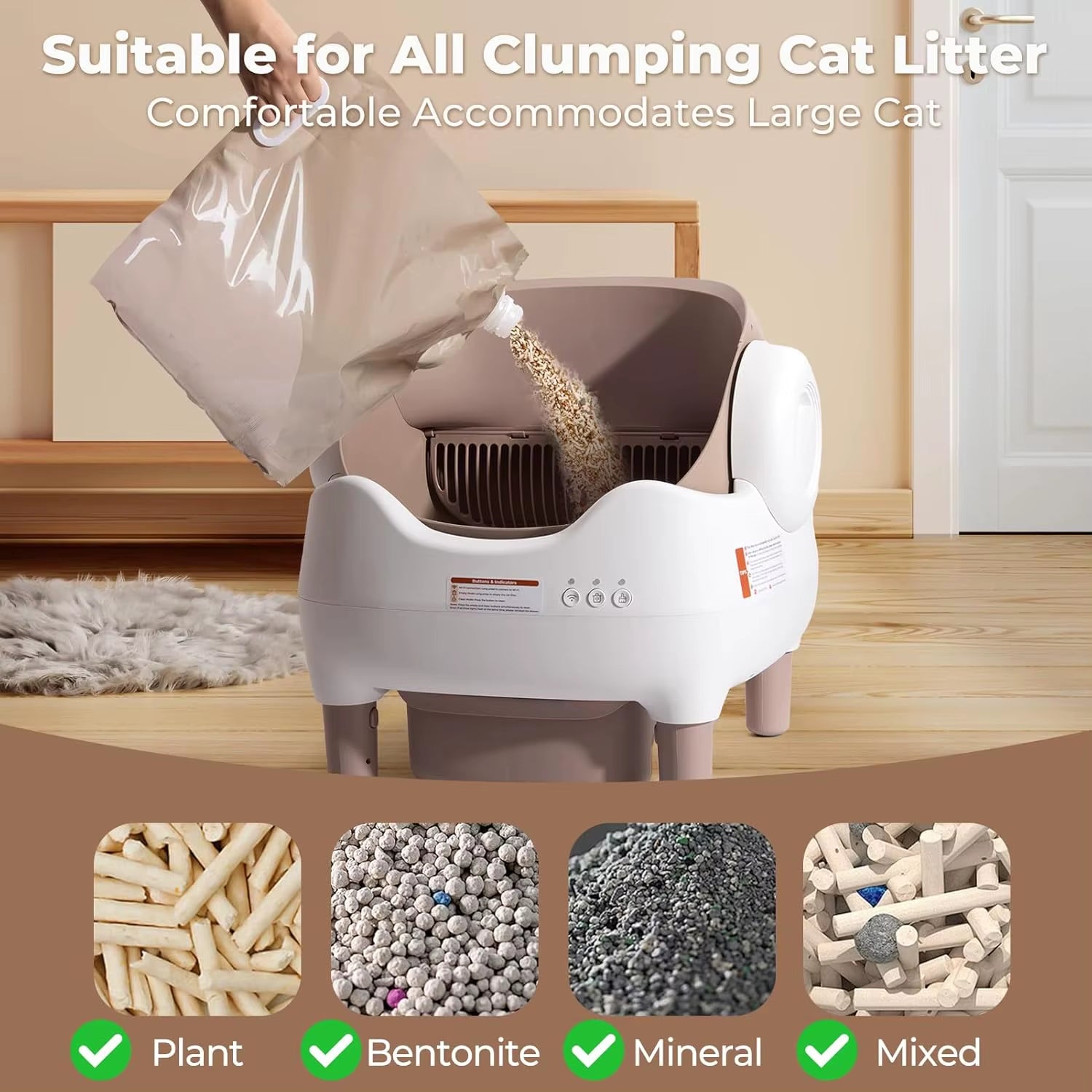 Smart Automatic Cat Litter Box – Open-Top Self-Cleaning Design with App Control & Odor Management