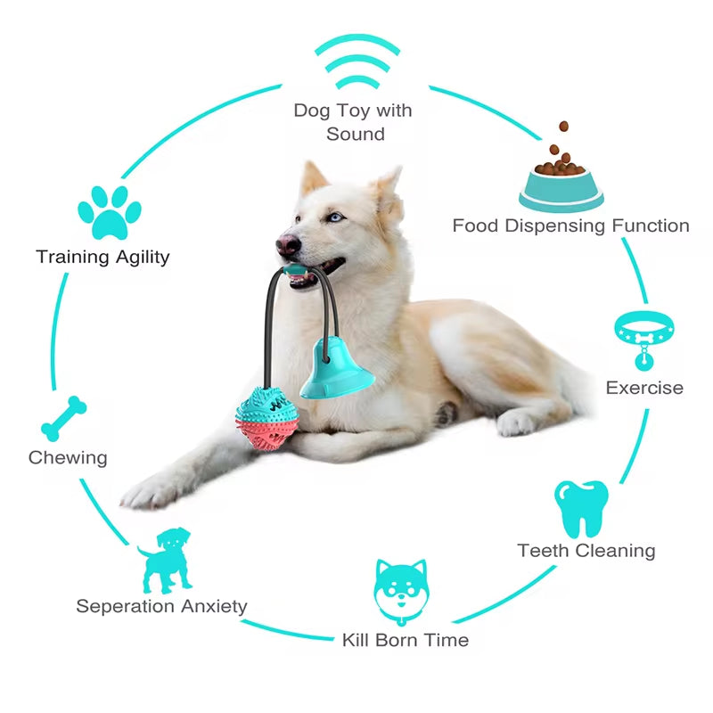 Interactive Large Dog Toy - Suction Cup Ball with Rope, Slow Feeder, Chew Toy for Teeth Cleaning - Perfect for Golden Retrievers & Big Dogs