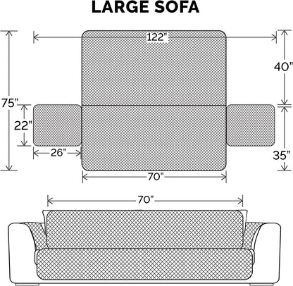 Water-Resistant & Reversible Large Sofa/Couch Cover Protector for Dogs & Cats - Two-Tone Pinsonic Quilted Living Room Furniture Cover - Gray/Mist, 