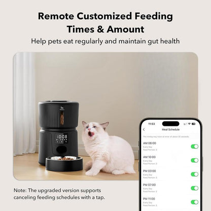 Automatic Pet Feeder for Cats & Dogs – Smart Wi-Fi Timed Food Dispenser with 6 Daily Meals, Portion Control, Desiccant Bag, 2.4GHz App Control, Hygienic Dry Kibble Feeder