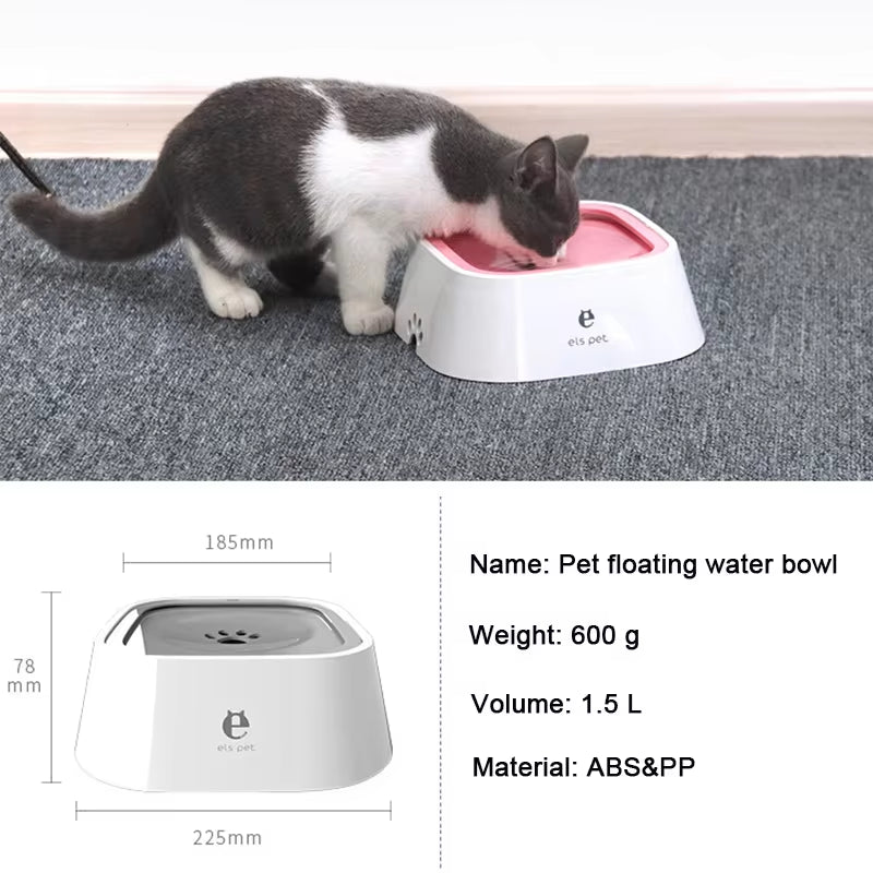 Non-Spill Floating Dog and Cat Water Bowl - Plastic Anti-Overflow Dispenser