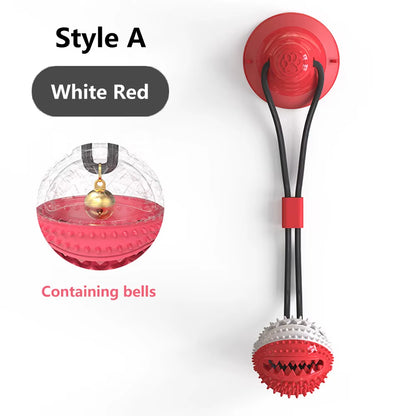 Interactive Dog Treat Ball with Suction Cup – Silicone Tug & Chew Toy for Feeding, Dental Cleaning & Mental Stimulation