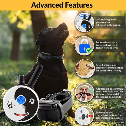E-Collar Dog Training Collar – Humane Remote Trainer with Finger Clicker, Tone & Light, 1/2 Mile Range
