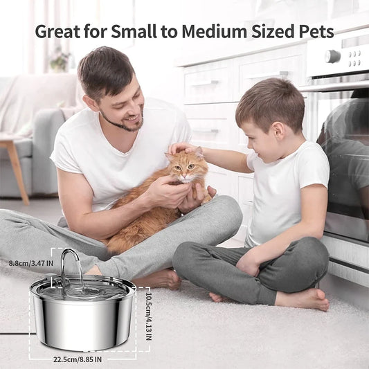 Automatic Stainless Steel Pet Water Fountain with  Filter for Cats and Dogs