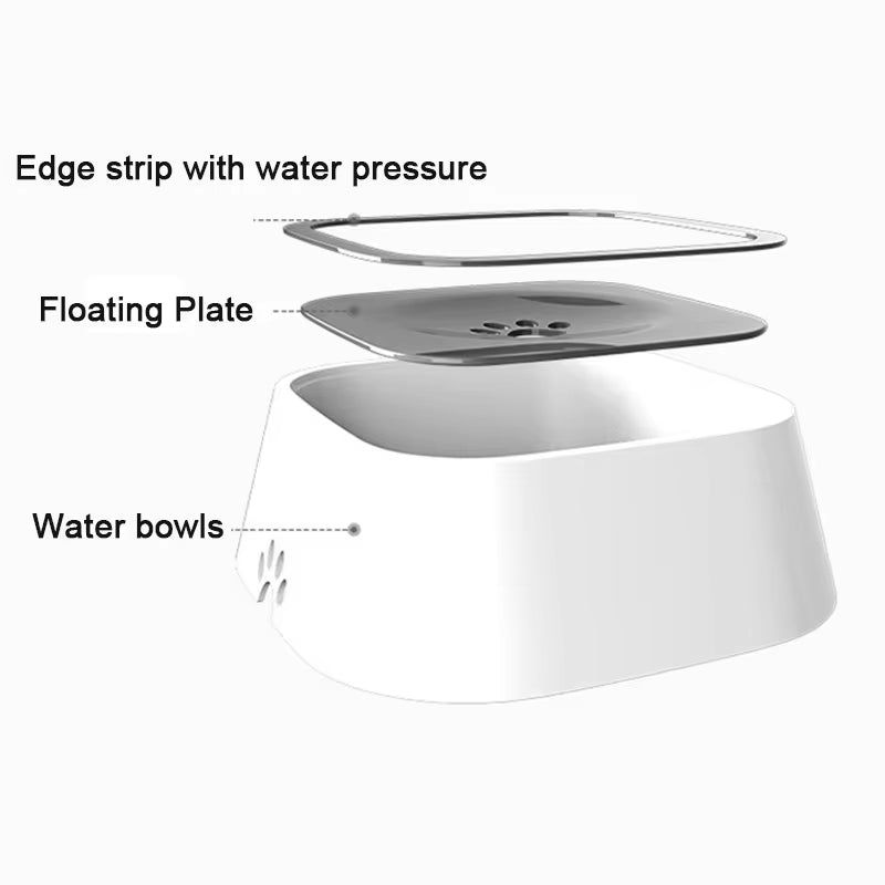 Non-Spill Floating Dog and Cat Water Bowl - Plastic Anti-Overflow Dispenser