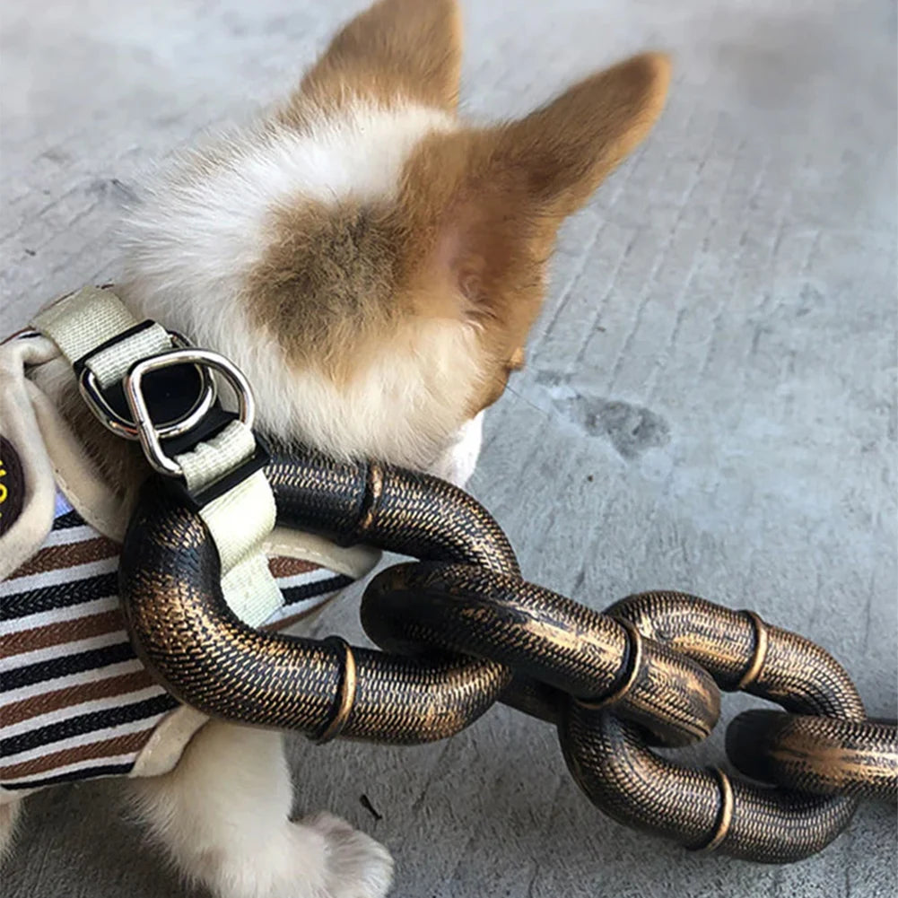 Funny Simulation Life-Like Iron Chain Dog Leash - Durable Pet Accessory for Small, Medium, and Large Dogs