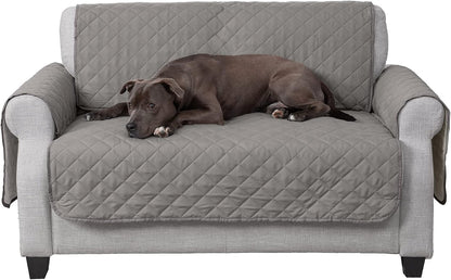 Water-Resistant & Reversible Large Sofa/Couch Cover Protector for Dogs & Cats - Two-Tone Pinsonic Quilted Living Room Furniture Cover - Gray/Mist, 
