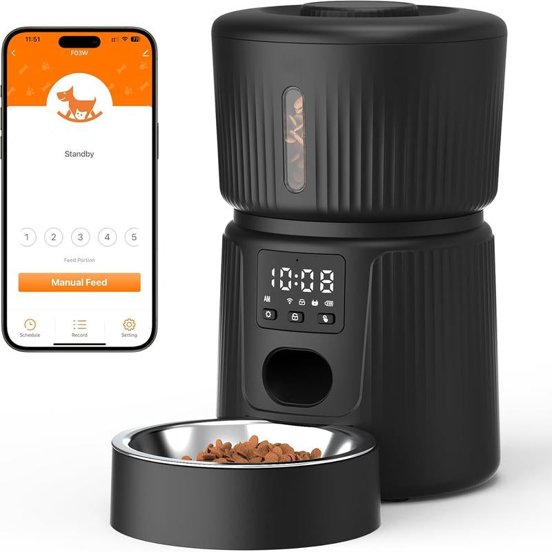 Automatic Pet Feeder for Cats & Dogs – Smart Wi-Fi Timed Food Dispenser with 6 Daily Meals, Portion Control, Desiccant Bag, 2.4GHz App Control, Hygienic Dry Kibble Feeder