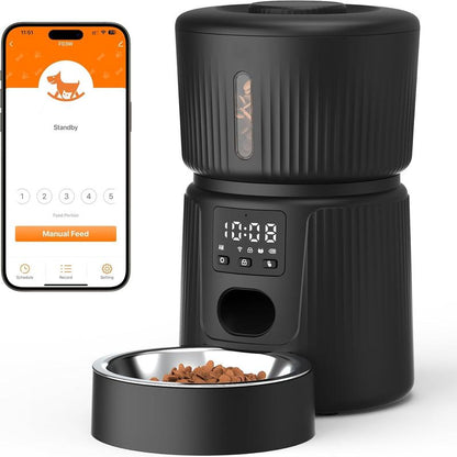 Automatic Pet Feeder for Cats & Dogs – Smart Wi-Fi Timed Food Dispenser with 6 Daily Meals, Portion Control, Desiccant Bag, 2.4GHz App Control, Hygienic Dry Kibble Feeder
