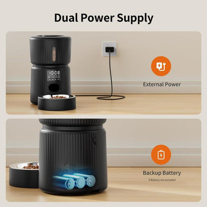 Automatic Pet Feeder for Cats & Dogs – Smart Wi-Fi Timed Food Dispenser with 6 Daily Meals, Portion Control, Desiccant Bag, 2.4GHz App Control, Hygienic Dry Kibble Feeder