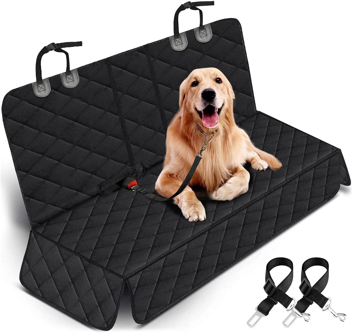 Waterproof Dog Car Seat Cover – Non-Slip Back Seat Protector with Armrest Access for Cars, Trucks & SUVs – Black