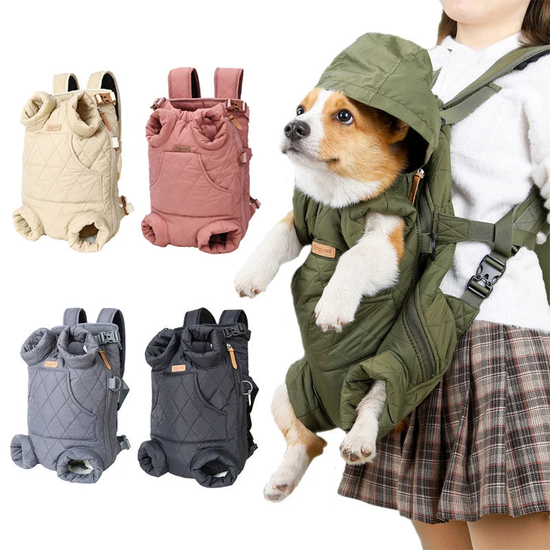 Winter Warm Pet Backpack Carrier – Hands-Free, Windproof Travel Bag for Small Dogs & Cats