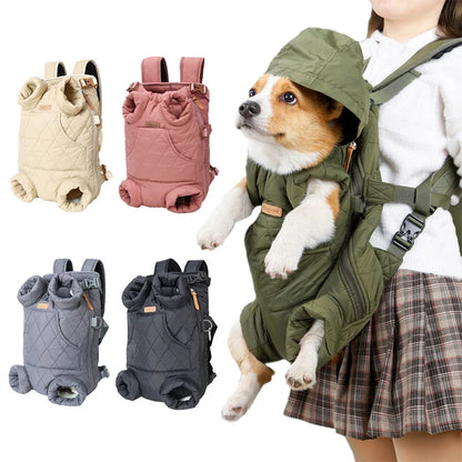 Winter Warm Pet Backpack Carrier – Hands-Free, Windproof Travel Bag for Small Dogs & Cats