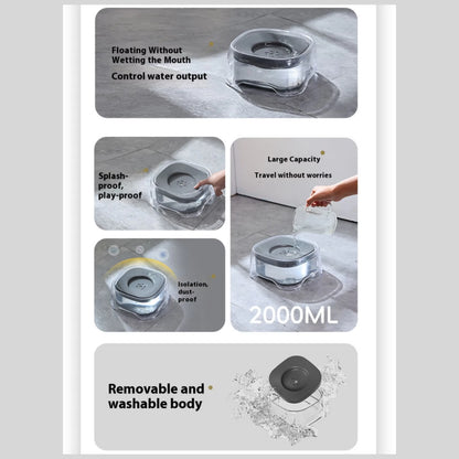 2L Floating Pet Water Bowl – No-Splash, Dust-Proof Design for Clean Water & Dry Chin | For Cats & Dogs