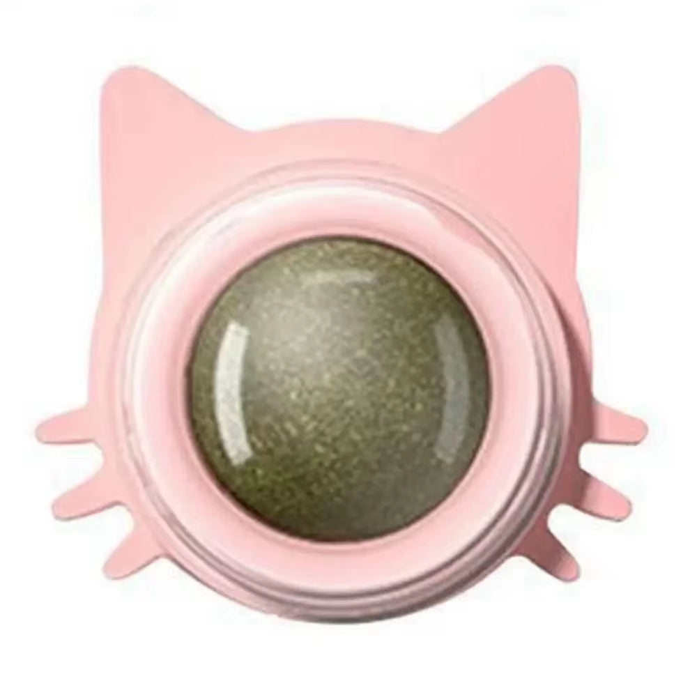 Rotating Catnip Lick Ball Toy – Wall-Mounted Natural Cat Treat Ball for Kittens & Cats, Interactive Dental & Enrichment Toy