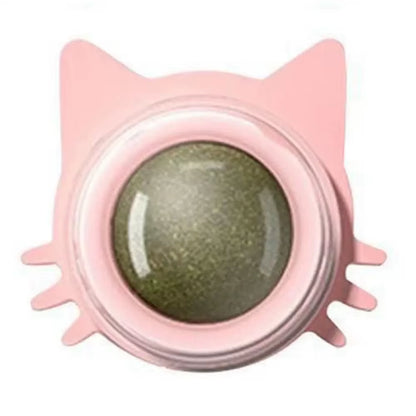 Rotating Catnip Lick Ball Toy – Wall-Mounted Natural Cat Treat Ball for Kittens & Cats, Interactive Dental & Enrichment Toy