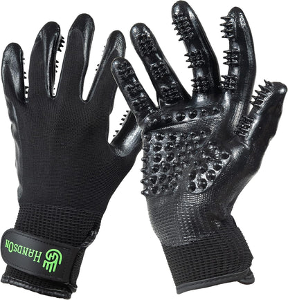 Pet Grooming Gloves – Award-Winning Shedding, Bathing & Hair Remover Mitts, Gentle Brush for Dogs & Cats