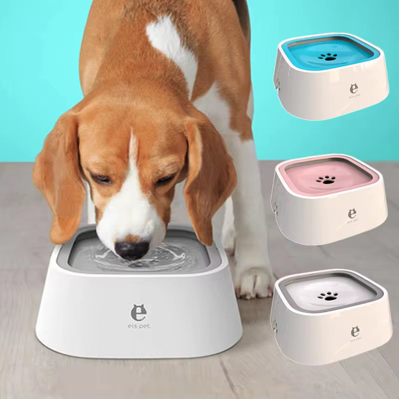 Non-Spill Floating Dog and Cat Water Bowl - Plastic Anti-Overflow Dispenser