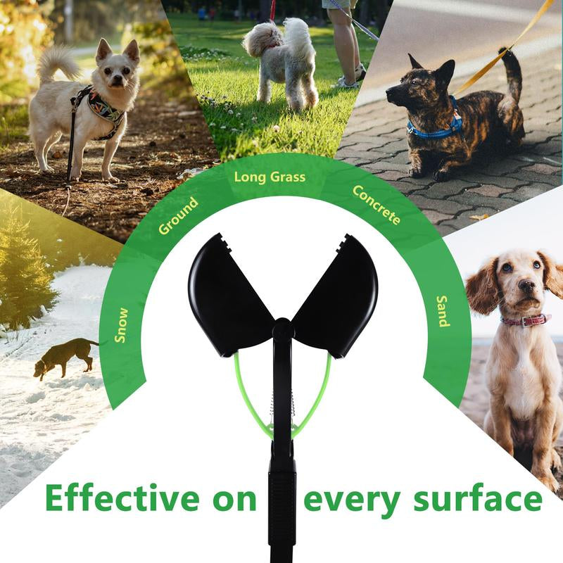 32" Extra-Large Dog Pooper Scooper – 4-in-1 Foldable Long Handle Pet Waste Picker with Durable Spring, Portable Poop Cleaner for Grass, Gravel & Dirt