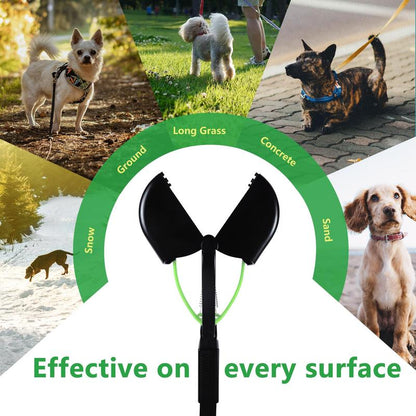 32" Extra-Large Dog Pooper Scooper – 4-in-1 Foldable Long Handle Pet Waste Picker with Durable Spring, Portable Poop Cleaner for Grass, Gravel & Dirt