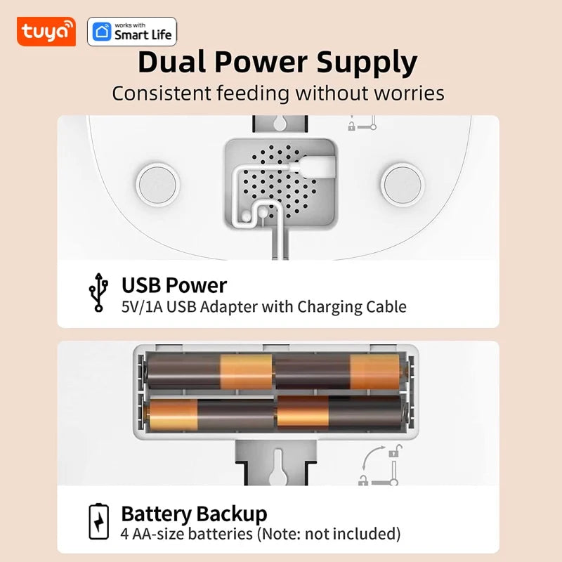 WiFi Automatic Cat Feeder for 2 Cats – 4L Smart Food Dispenser with App Control, Dual Stainless Steel Bowls & Low-Food Alerts