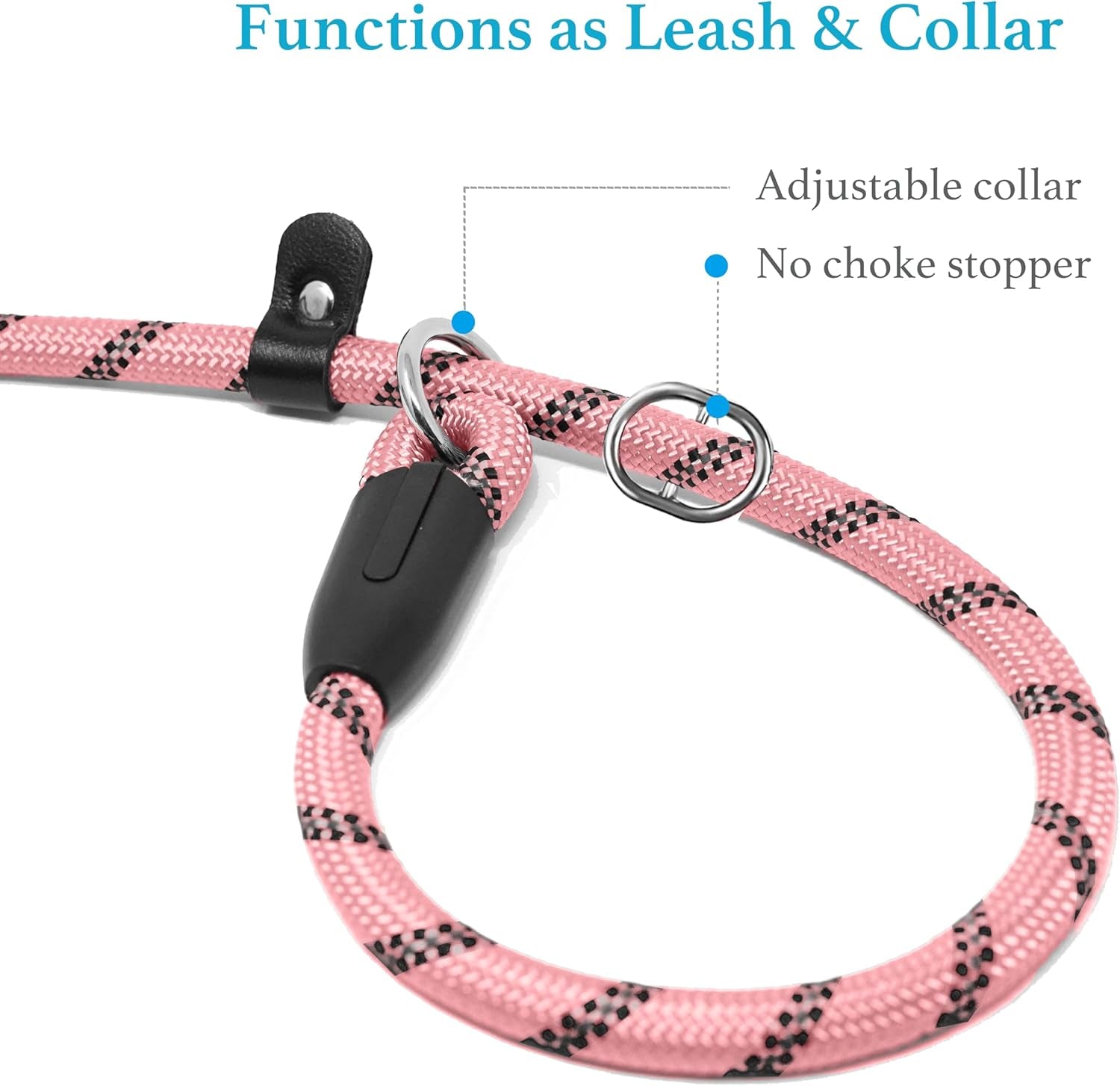 Durable Slip Lead Dog Leash with Padded Handle & Reflective Threads – No-Pull Training Leash for Dogs (3/8" x 6 FT)