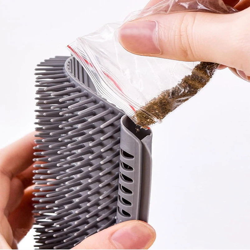 Cat Corner Grooming Brush & Massager with Catnip – Self-Grooming & Enrichment Tool for Cats