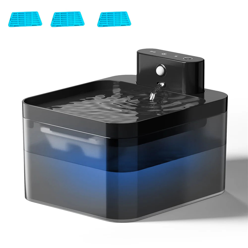 Runway 2.2L Smart Pet Water Fountain – Automatic Induction Charging Drinking Bowl for Cats & Dogs | Silent Electric Filtered Hydration System