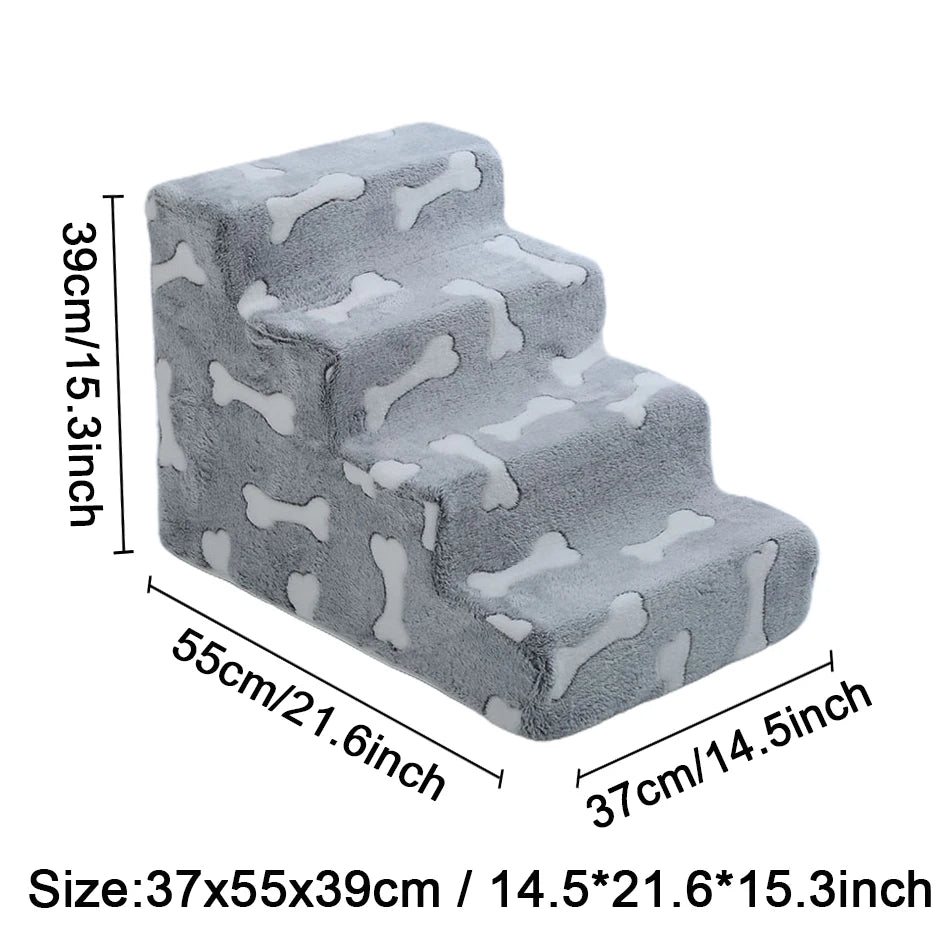 Dog Stairs & Ramp for Sofa and Bed – Bone-Shaped Pet Steps to Protect Joints for Puppies & Senior Dogs