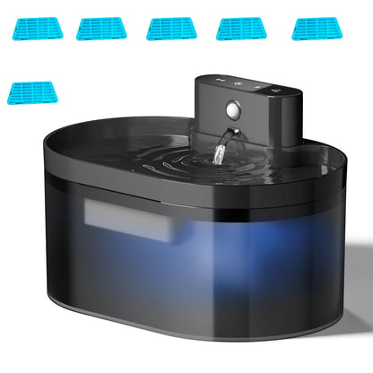 Runway 2.2L Smart Pet Water Fountain – Automatic Induction Charging Drinking Bowl for Cats & Dogs | Silent Electric Filtered Hydration System