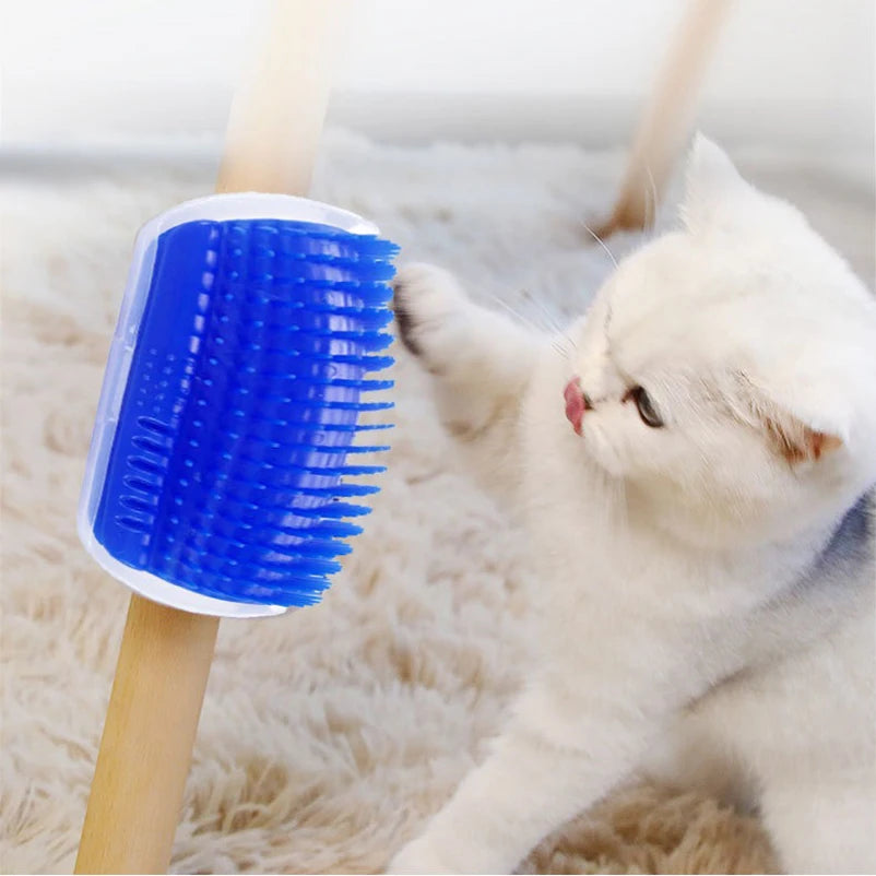 Cat Corner Grooming Brush & Massager with Catnip – Self-Grooming & Enrichment Tool for Cats