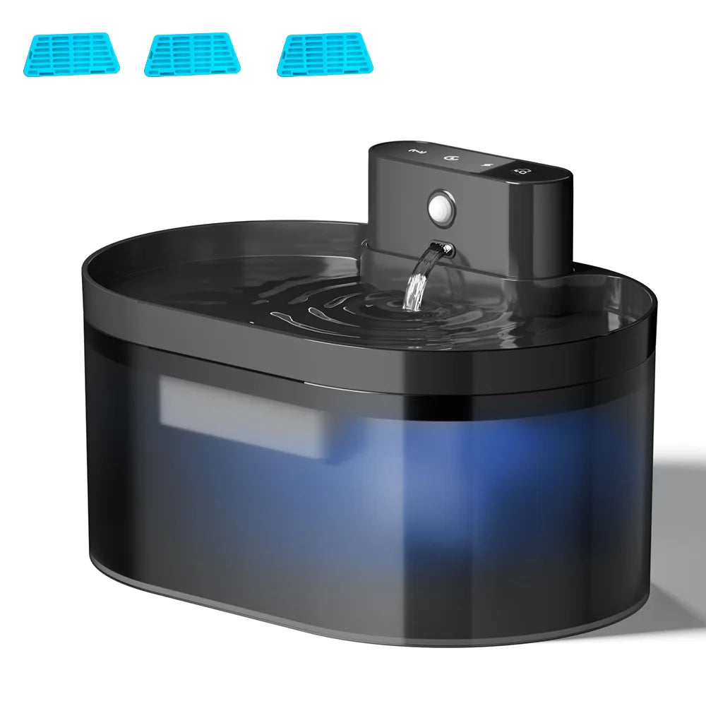 Runway 2.2L Smart Pet Water Fountain – Automatic Induction Charging Drinking Bowl for Cats & Dogs | Silent Electric Filtered Hydration System