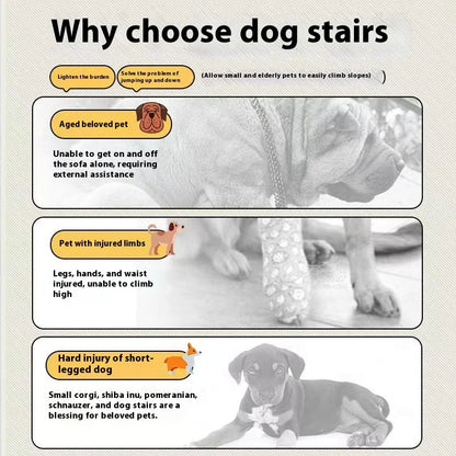 Dog Stairs & Ramp for Sofa and Bed – Bone-Shaped Pet Steps to Protect Joints for Puppies & Senior Dogs