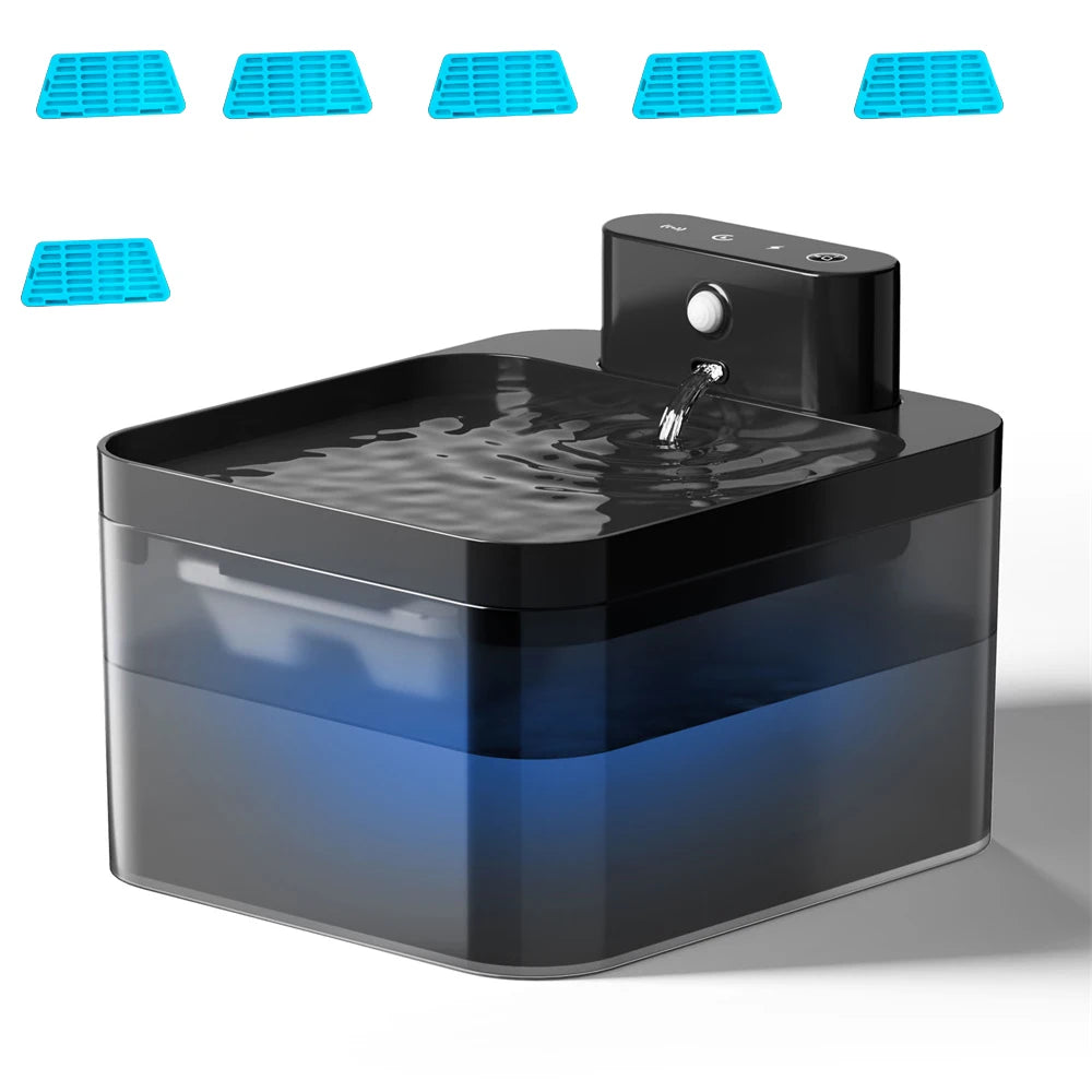 Runway 2.2L Smart Pet Water Fountain – Automatic Induction Charging Drinking Bowl for Cats & Dogs | Silent Electric Filtered Hydration System