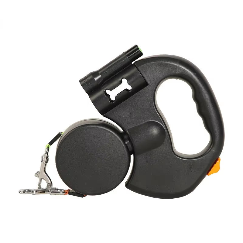  Automatic Retractable Dog Leash with Dual Heads & Waste Bag Dispenser - Durable & Tangle-Free Design