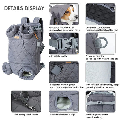 Winter Warm Pet Backpack Carrier – Hands-Free, Windproof Travel Bag for Small Dogs & Cats