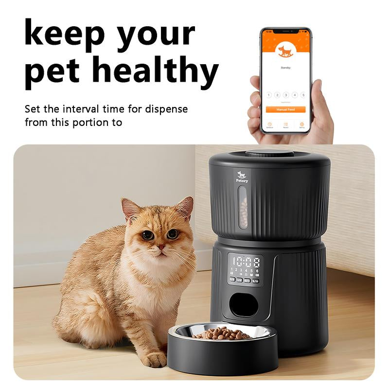 Automatic Pet Feeder for Cats & Dogs – Smart Wi-Fi Timed Food Dispenser with 6 Daily Meals, Portion Control, Desiccant Bag, 2.4GHz App Control, Hygienic Dry Kibble Feeder