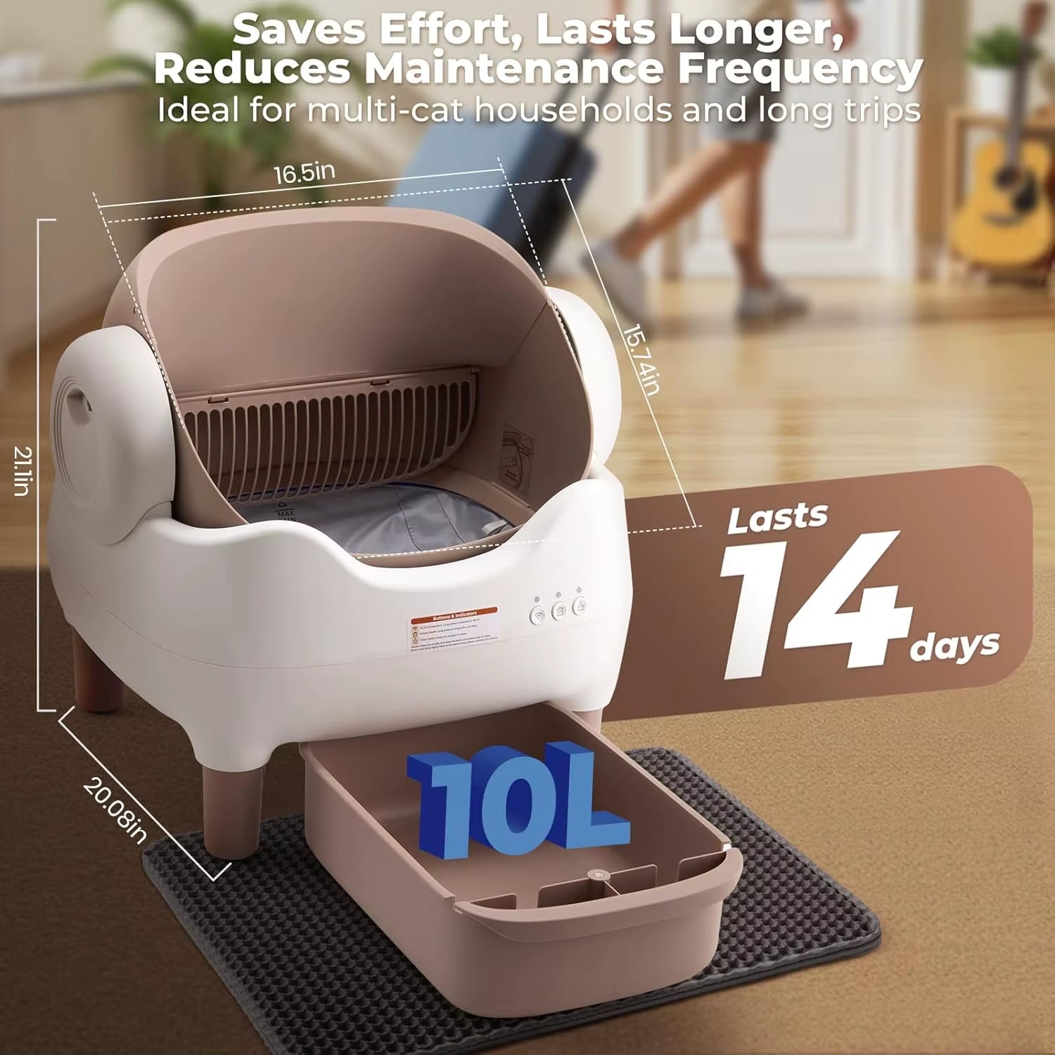 Smart Automatic Cat Litter Box – Open-Top Self-Cleaning Design with App Control & Odor Management