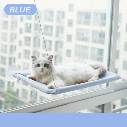 Window-Mounted Cat Hammock Hanging Bed – Aerial Cat Window Seat with Climbing Frame, Supports up to 20kg