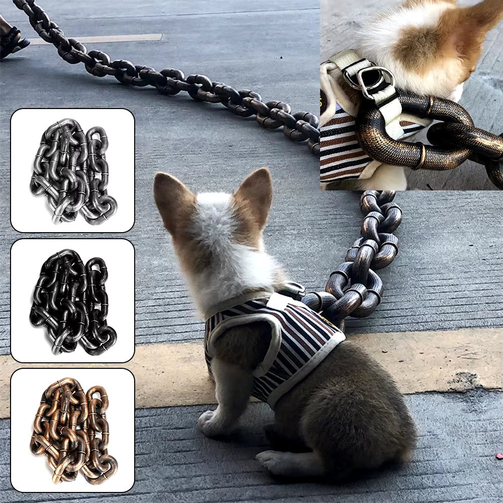 Funny Simulation Life-Like Iron Chain Dog Leash - Durable Pet Accessory for Small, Medium, and Large Dogs