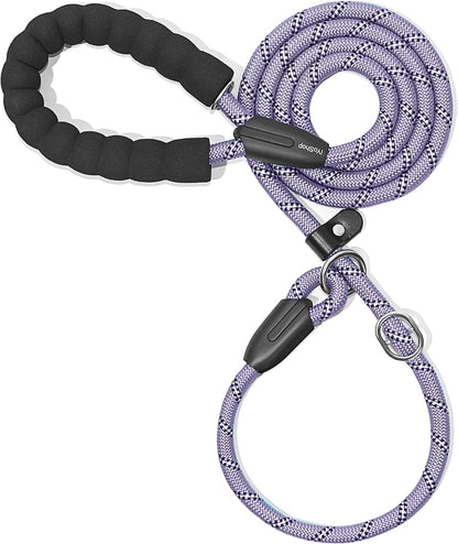 Durable Slip Lead Dog Leash with Padded Handle & Reflective Threads – No-Pull Training Leash for Dogs (3/8" x 6 FT)