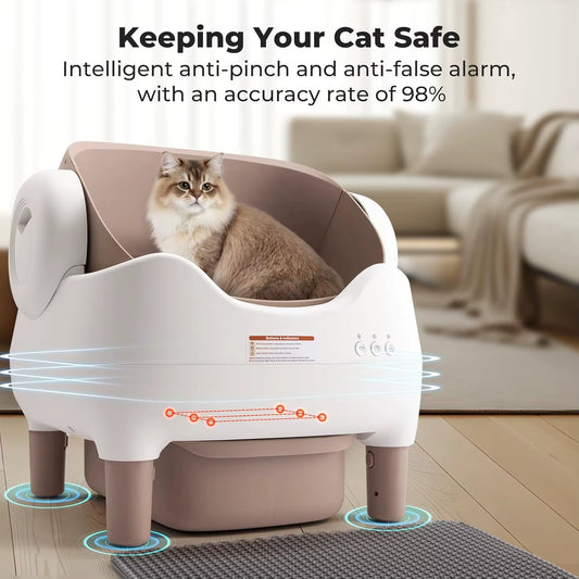Smart Automatic Cat Litter Box – Open-Top Self-Cleaning Design with App Control & Odor Management